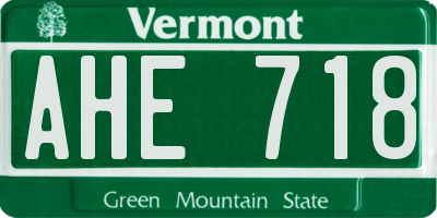 VT license plate AHE718