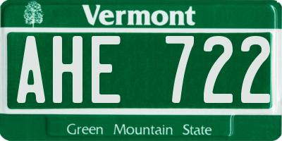VT license plate AHE722