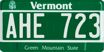 VT license plate AHE723