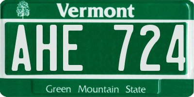 VT license plate AHE724