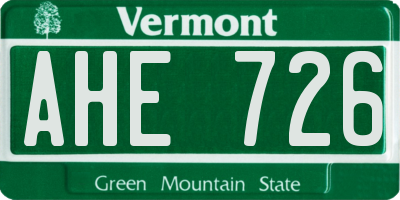 VT license plate AHE726