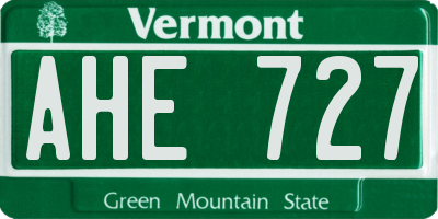 VT license plate AHE727