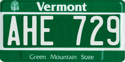 VT license plate AHE729