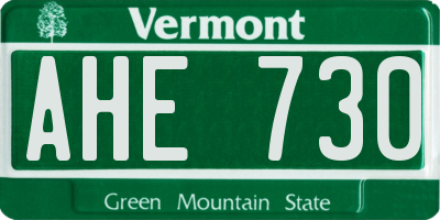 VT license plate AHE730
