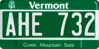 VT license plate AHE732