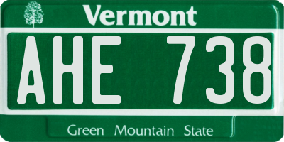 VT license plate AHE738
