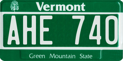 VT license plate AHE740