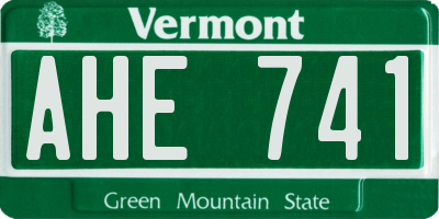 VT license plate AHE741