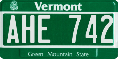VT license plate AHE742