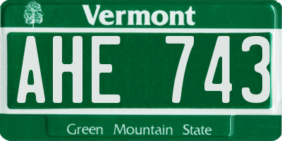 VT license plate AHE743