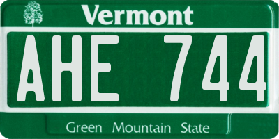 VT license plate AHE744