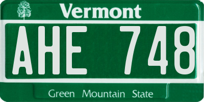 VT license plate AHE748