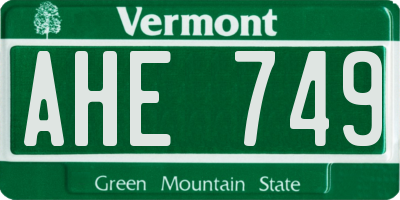 VT license plate AHE749