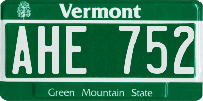 VT license plate AHE752
