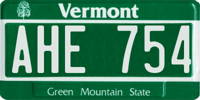 VT license plate AHE754