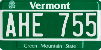 VT license plate AHE755