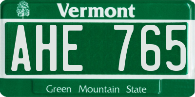 VT license plate AHE765