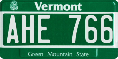 VT license plate AHE766