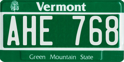 VT license plate AHE768