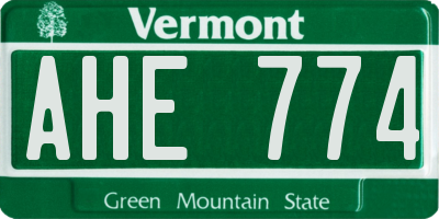VT license plate AHE774