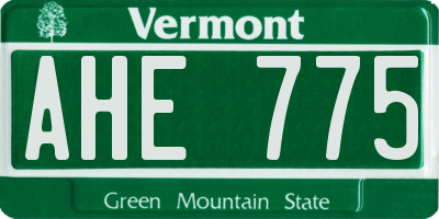 VT license plate AHE775