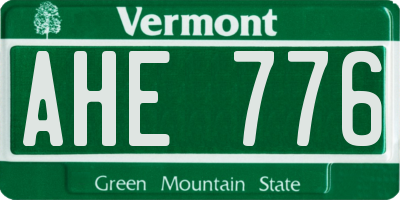 VT license plate AHE776