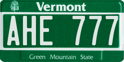 VT license plate AHE777