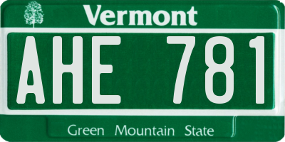 VT license plate AHE781