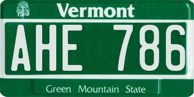 VT license plate AHE786