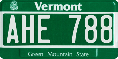 VT license plate AHE788