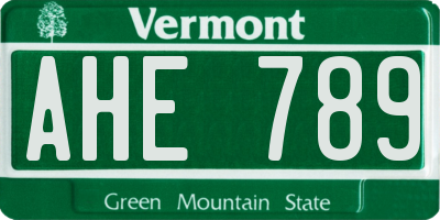 VT license plate AHE789