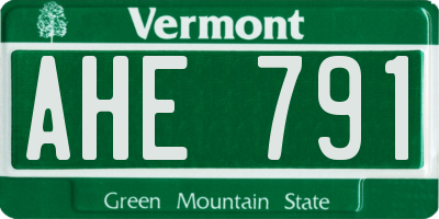 VT license plate AHE791