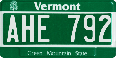 VT license plate AHE792