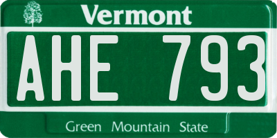VT license plate AHE793
