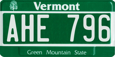 VT license plate AHE796