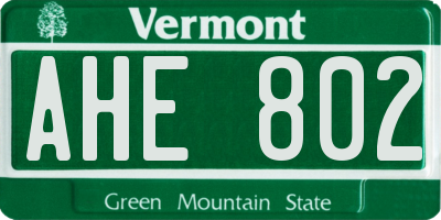VT license plate AHE802