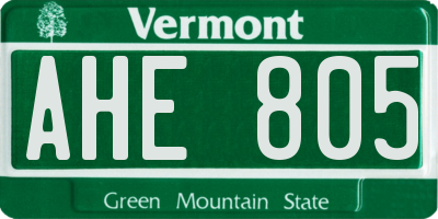 VT license plate AHE805