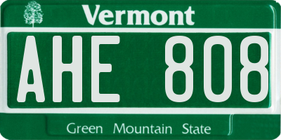 VT license plate AHE808