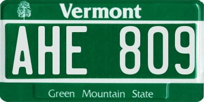 VT license plate AHE809