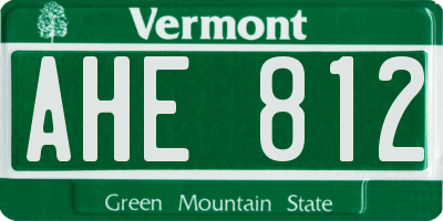 VT license plate AHE812