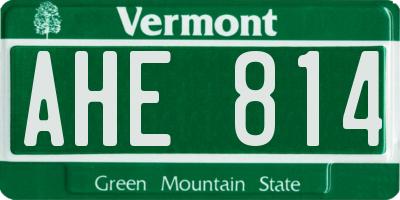 VT license plate AHE814