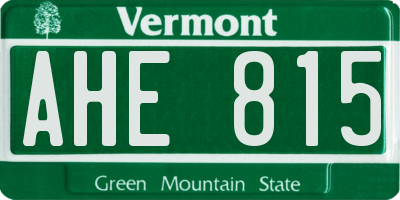 VT license plate AHE815