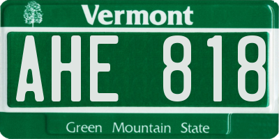 VT license plate AHE818