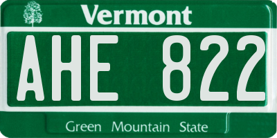VT license plate AHE822