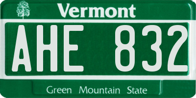 VT license plate AHE832