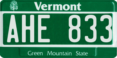 VT license plate AHE833