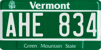 VT license plate AHE834