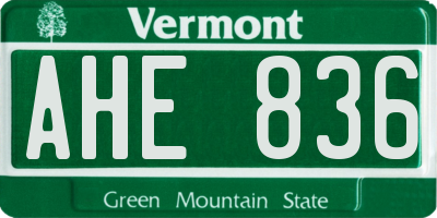 VT license plate AHE836