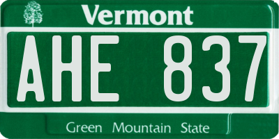 VT license plate AHE837
