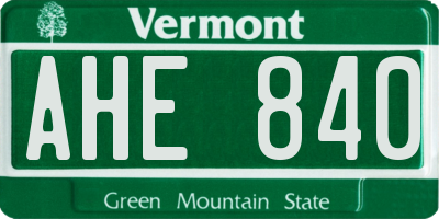 VT license plate AHE840